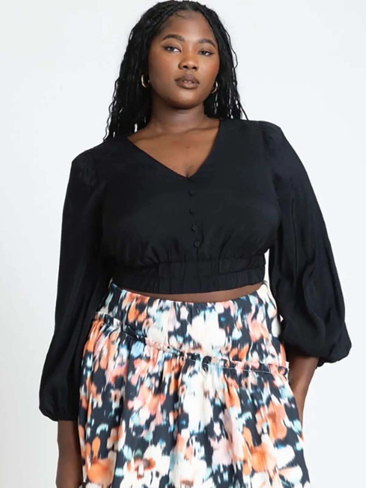 eloquii Size 32 Black Crop Blouse