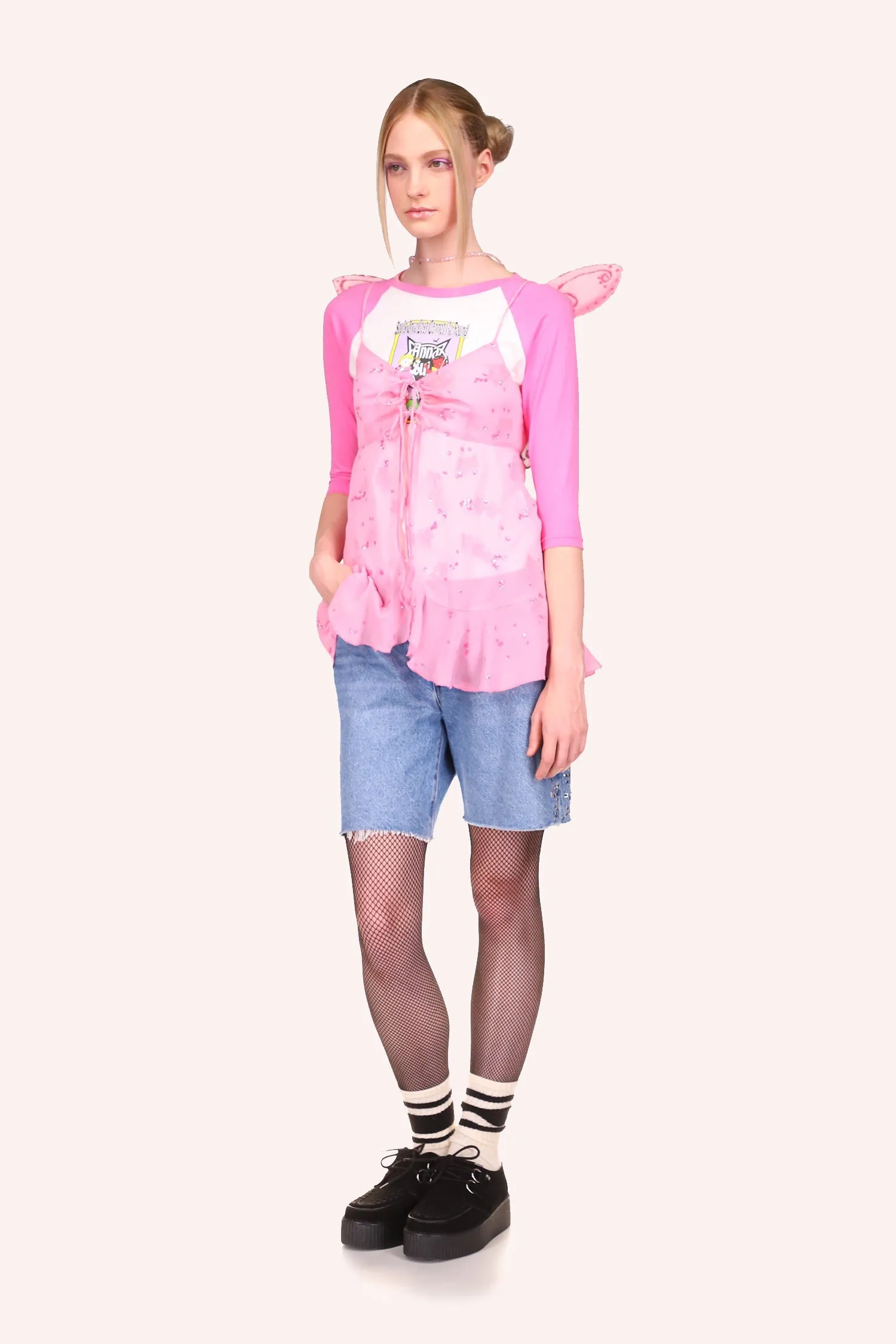 Embroidered Denim Shorts Annasui