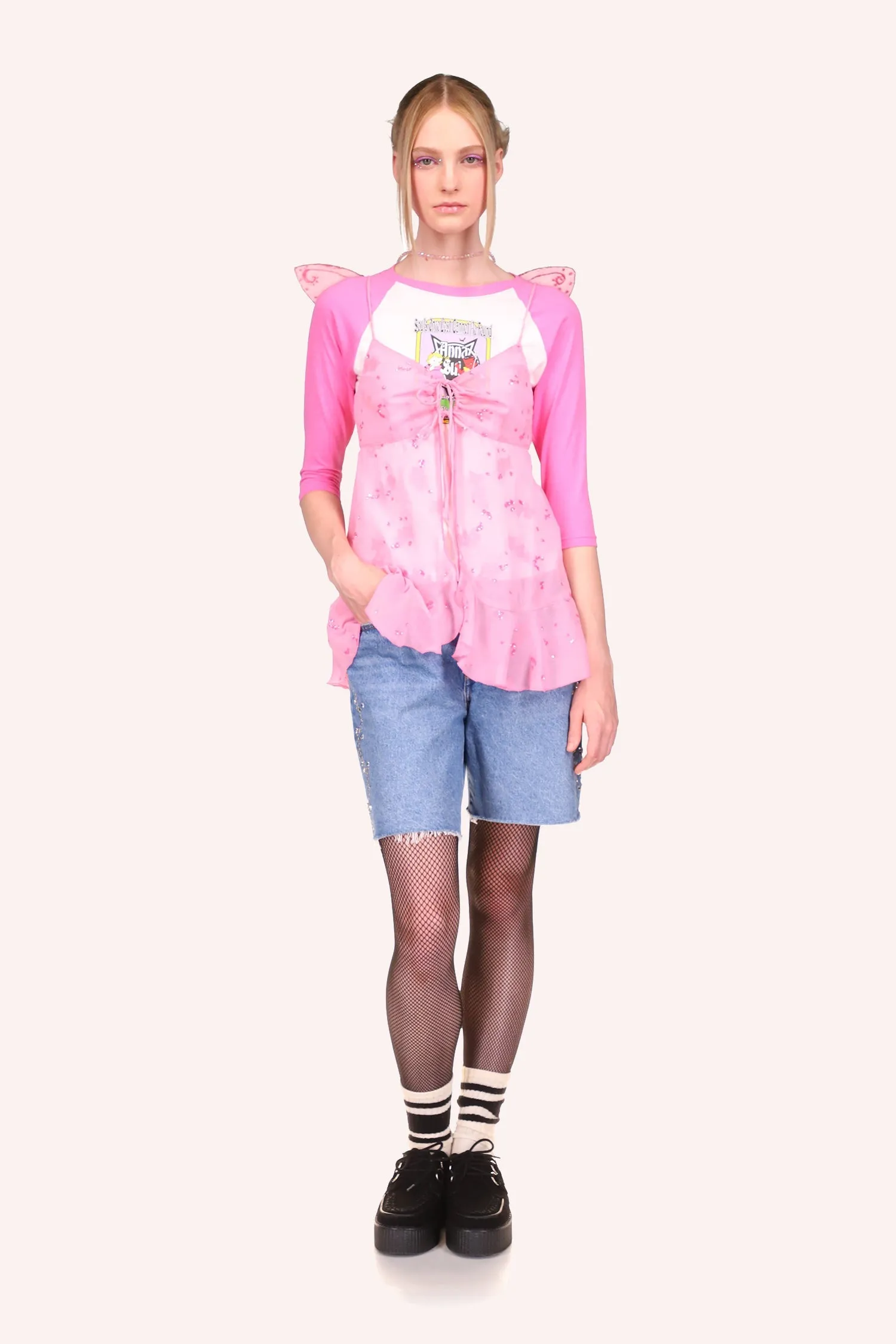 Embroidered Denim Shorts Annasui