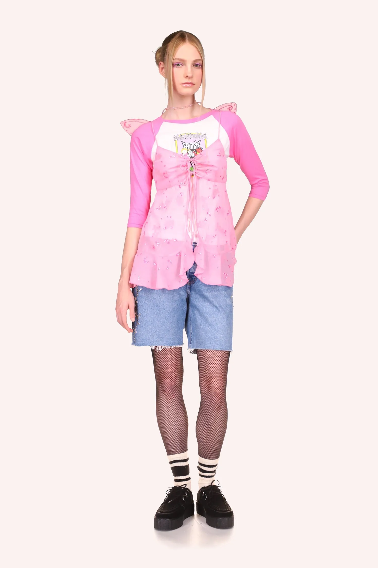 Embroidered Denim Shorts Annasui
