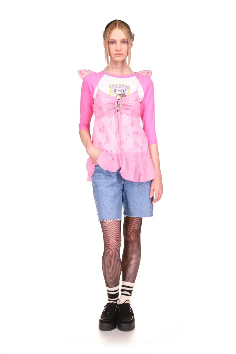 Embroidered Denim Shorts Annasui