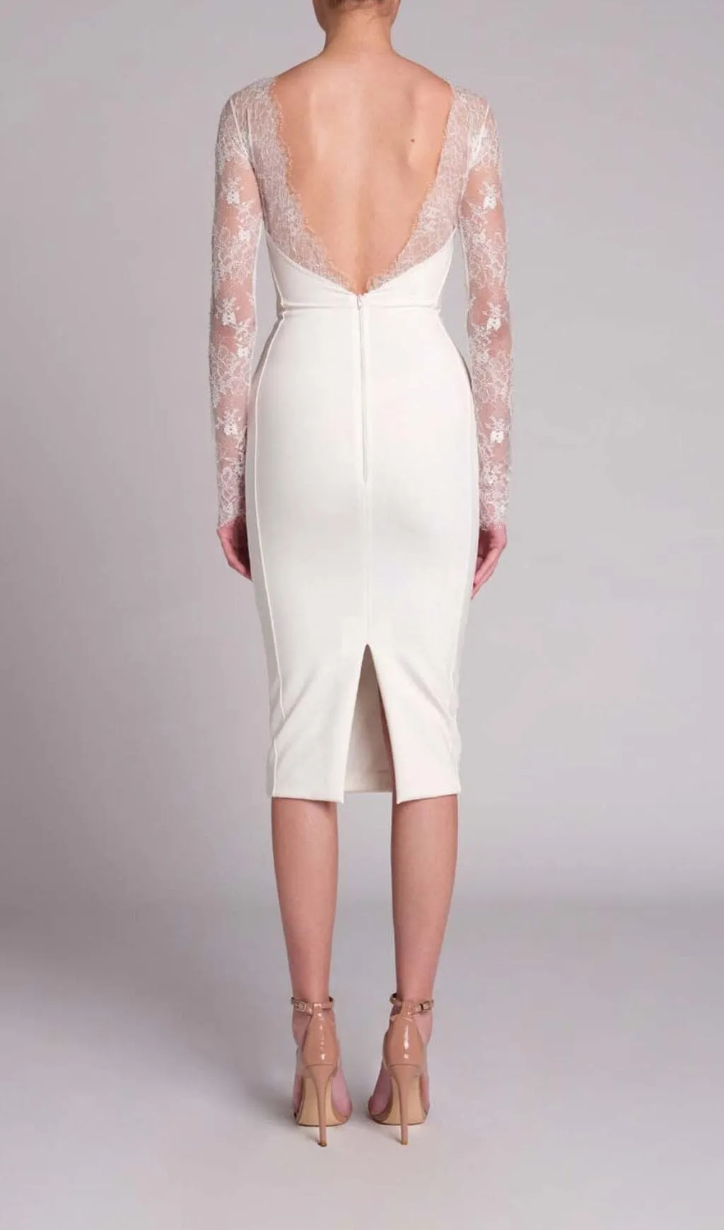 EMBROIDERED LACE MIDI DRESS IN WHITE Gloria Lanvin