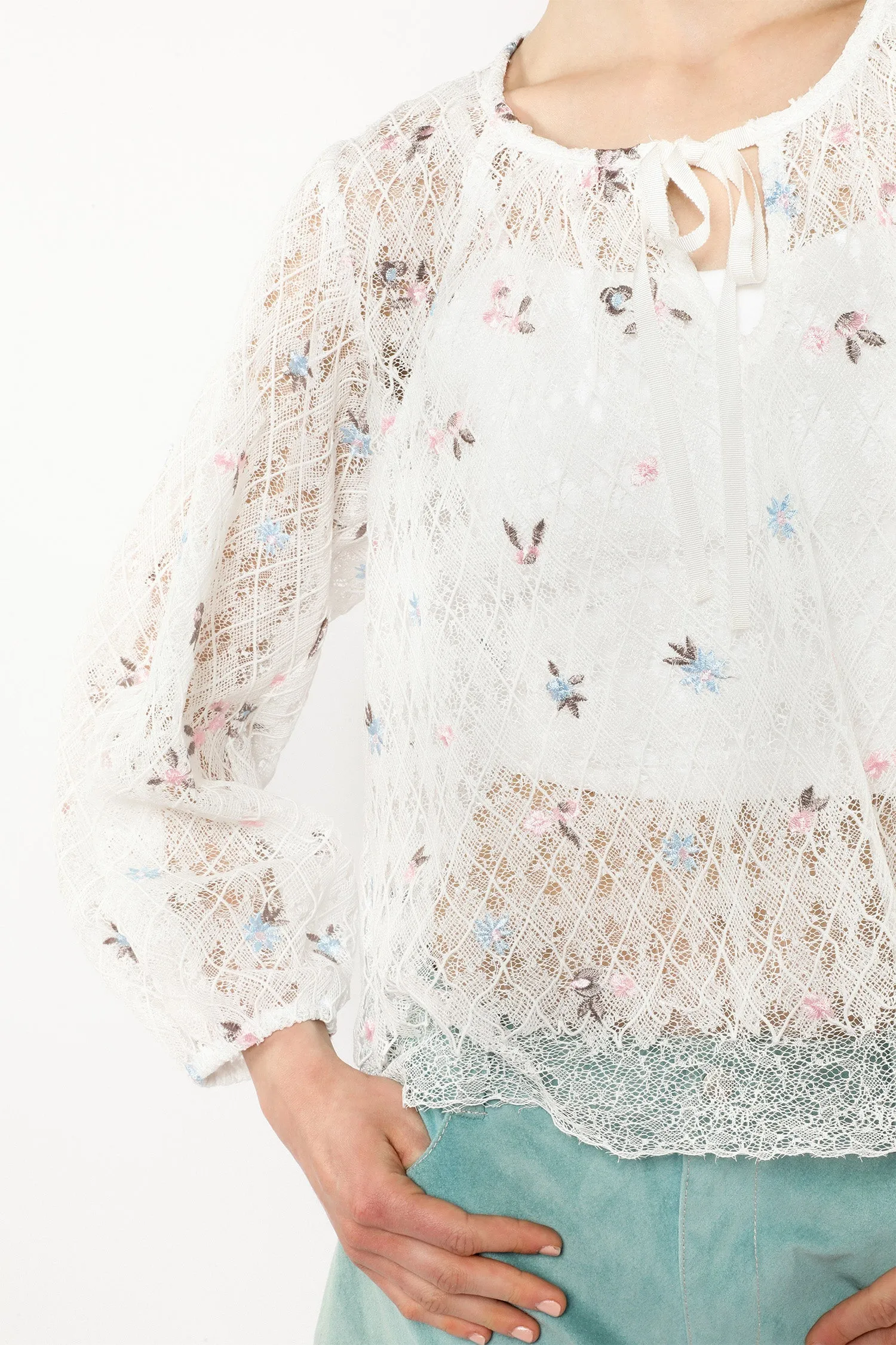 Embroidered Lacey Trellis Blouse Annasui
