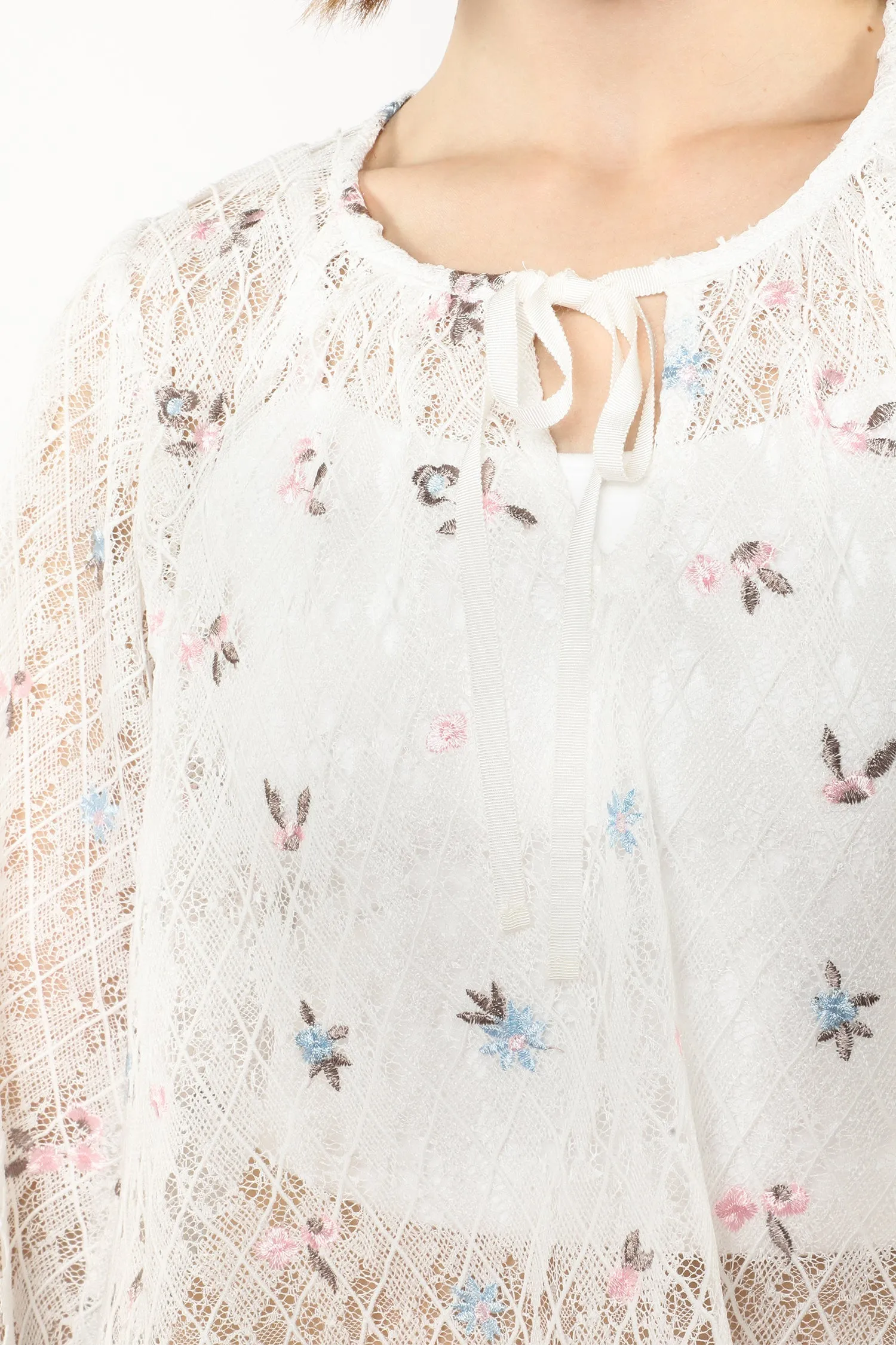 Embroidered Lacey Trellis Blouse Annasui