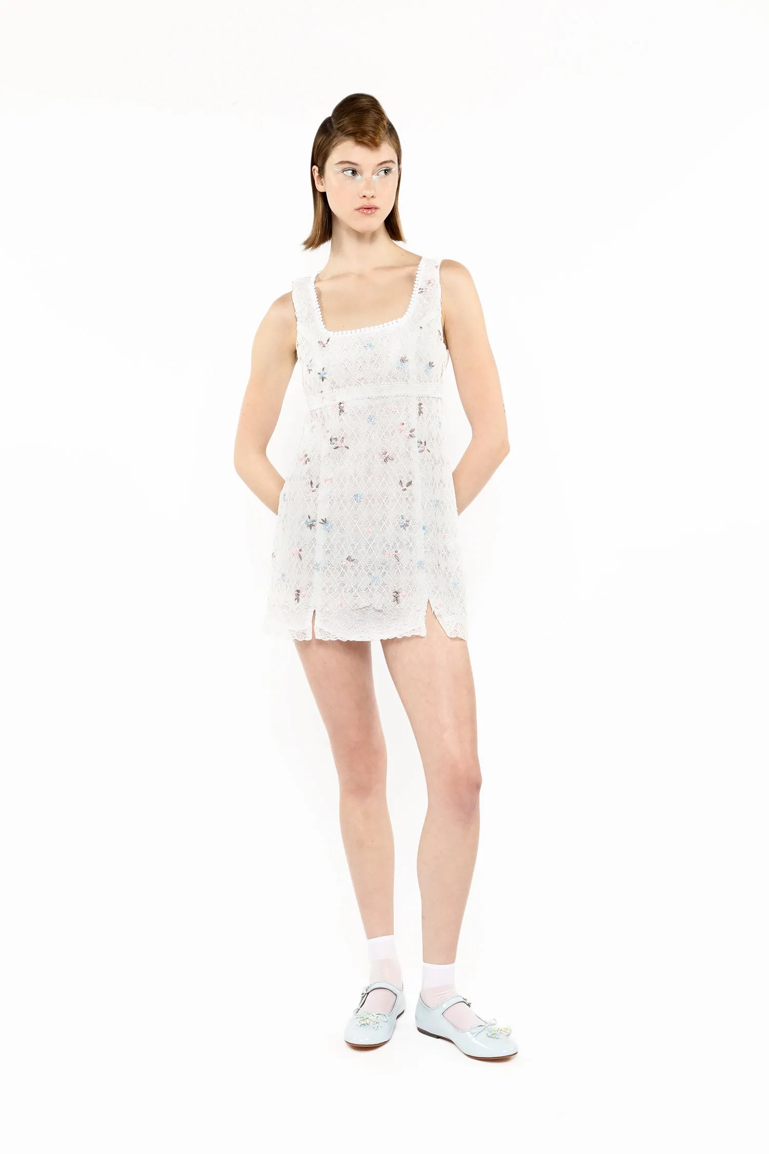 Embroidered Lacey Trellis Mini Dress Annasui