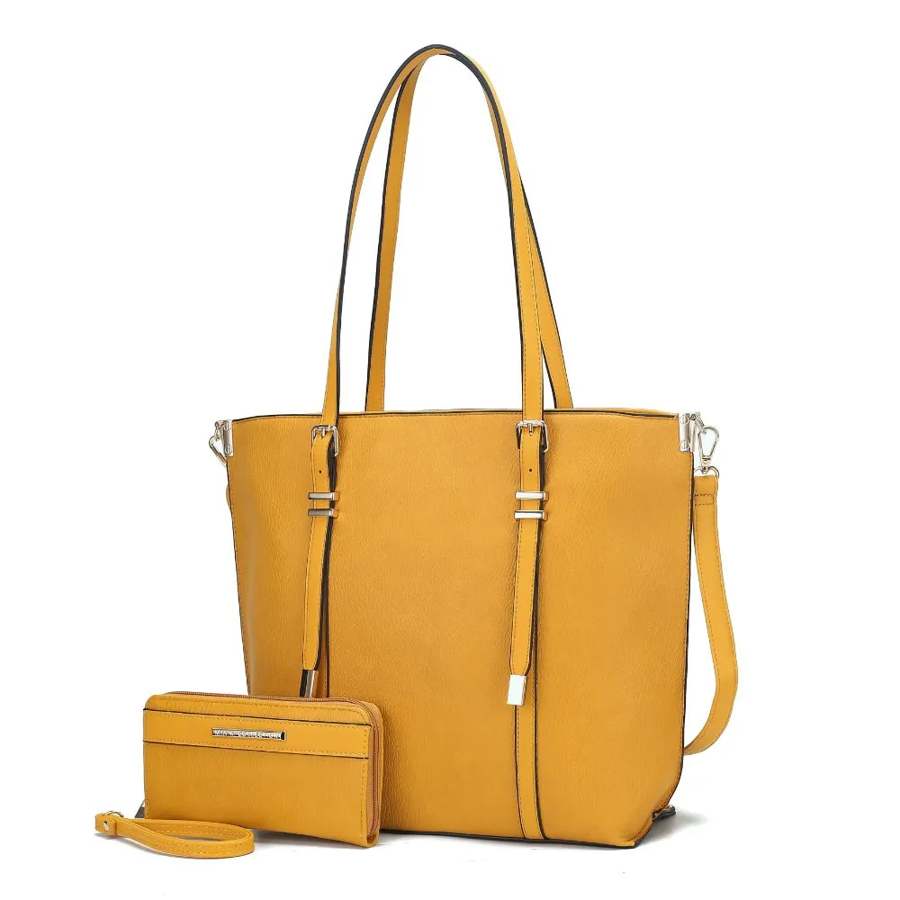 Emery Vegan Leather Womens Tote Bag with Wallet - 2 pieces