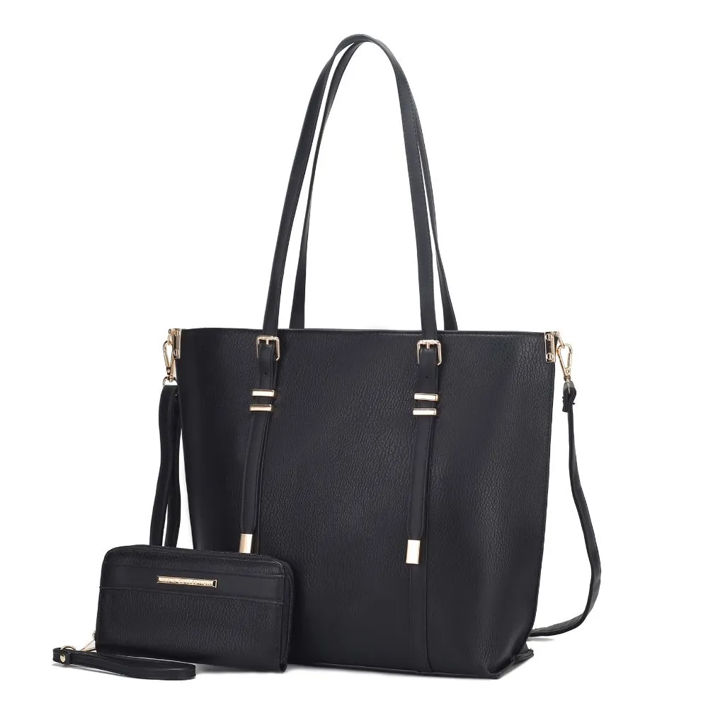Emery Vegan Leather Womens Tote Bag with Wallet - 2 pieces