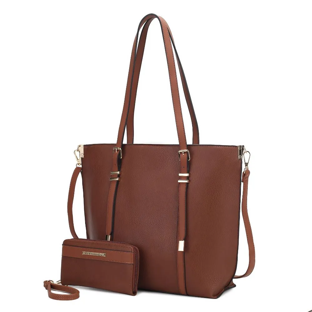 Emery Vegan Leather Womens Tote Bag with Wallet - 2 pieces