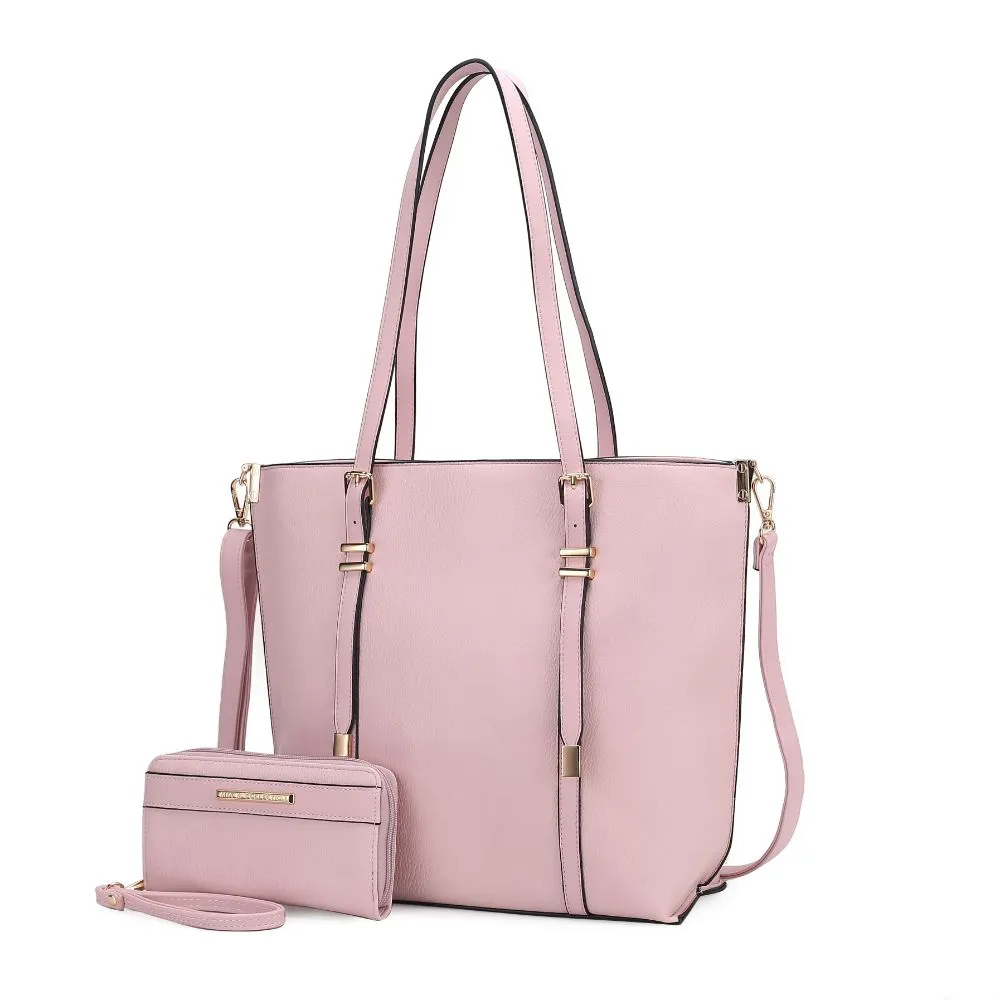 Emery Vegan Leather Womens Tote Bag with Wallet - 2 pieces