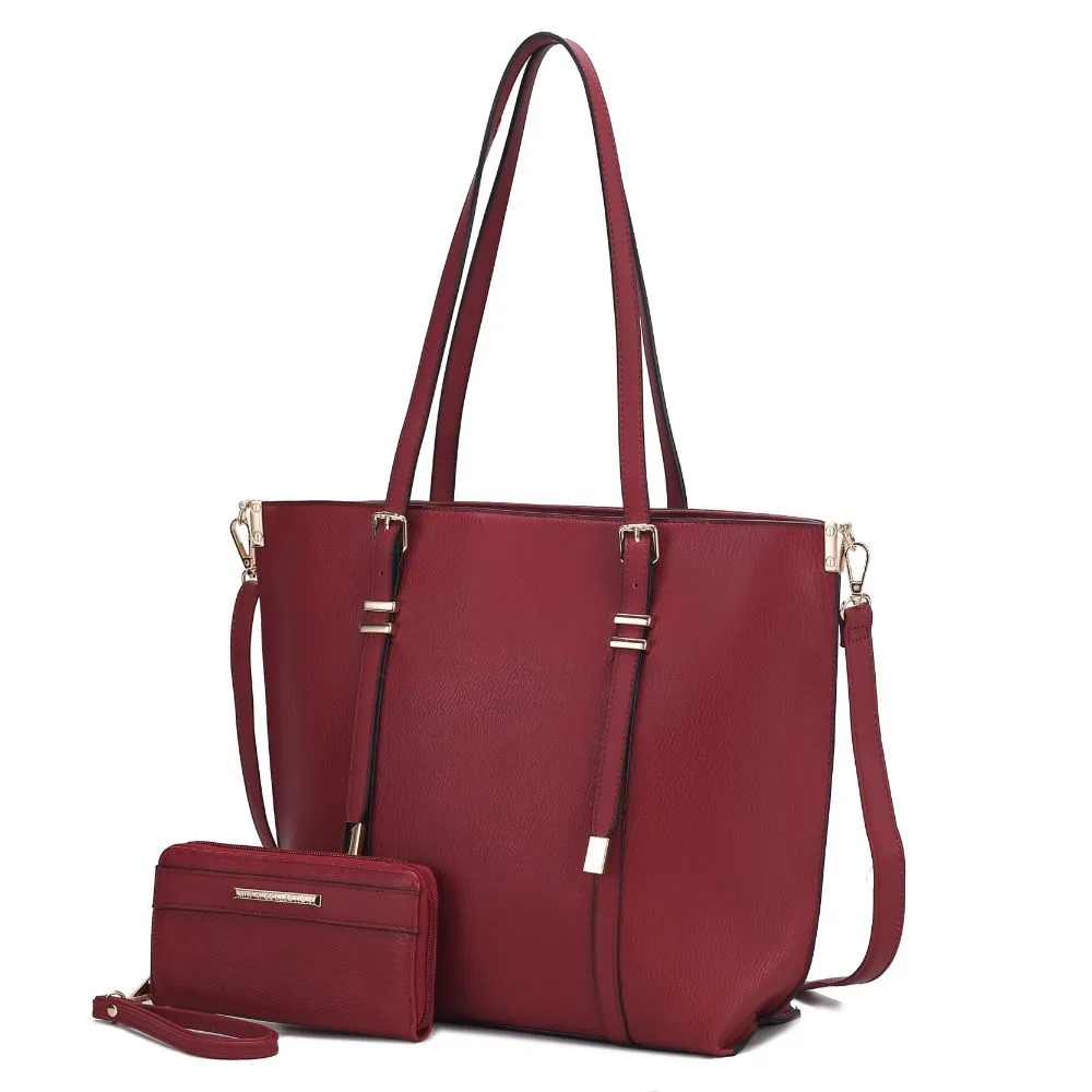 Emery Vegan Leather Womens Tote Bag with Wallet - 2 pieces