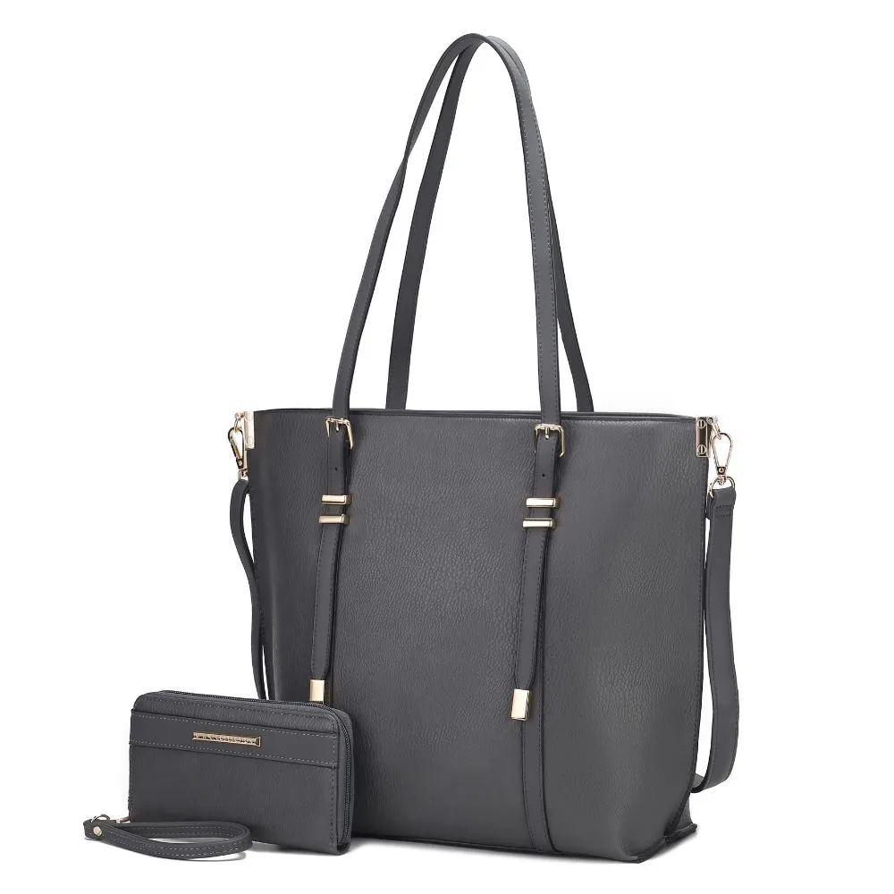Emery Vegan Leather Womens Tote Bag with Wallet - 2 pieces