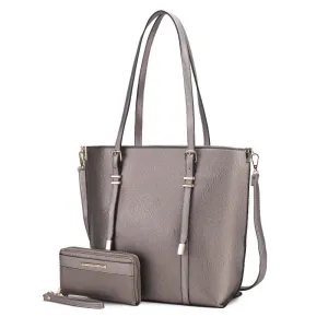 Emery Vegan Leather Womens Tote Bag with Wallet - 2 pieces