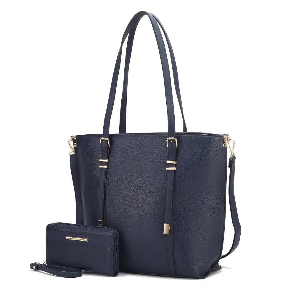 Emery Vegan Leather Womens Tote Bag with Wallet - 2 pieces