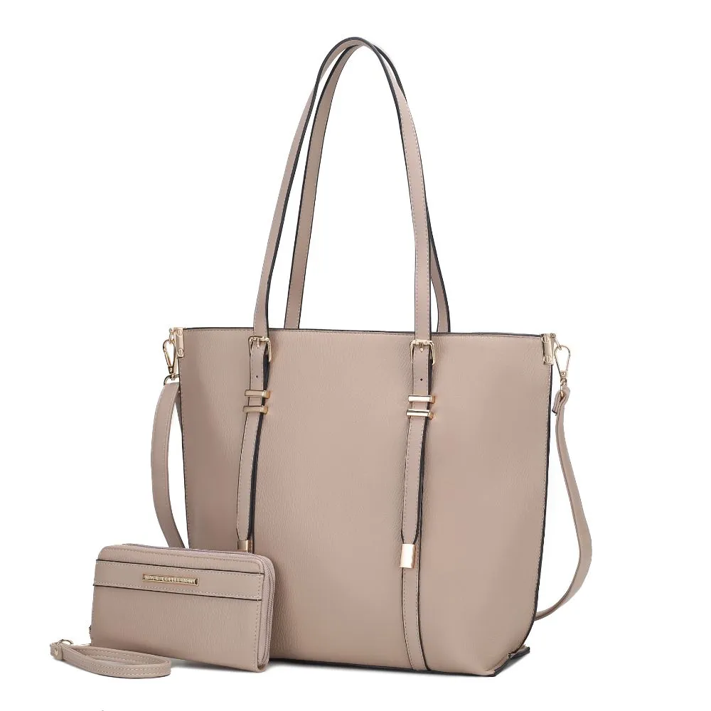 Emery Vegan Leather Womens Tote Bag with Wallet - 2 pieces