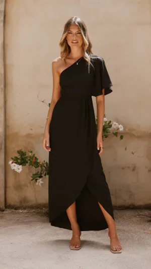 Emma One Sleeve Maxi Dress - Black Billy J