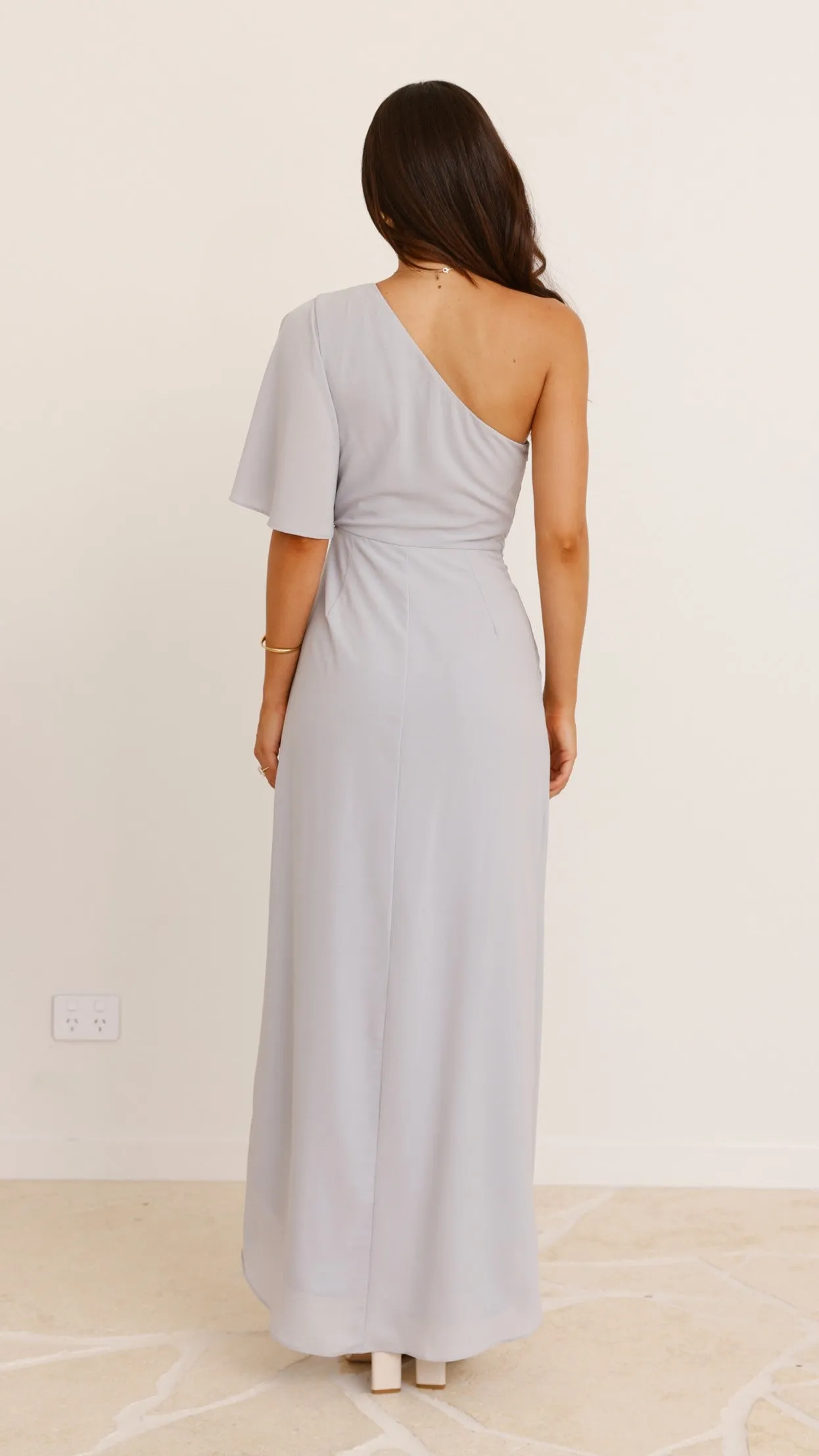Emma One Sleeve Maxi Dress - Light Grey Billy J