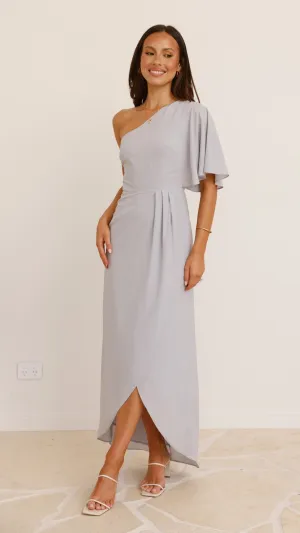 Emma One Sleeve Maxi Dress - Light Grey Billy J
