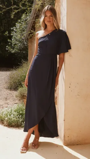 Emma One Sleeve Maxi Dress - Navy Billy J