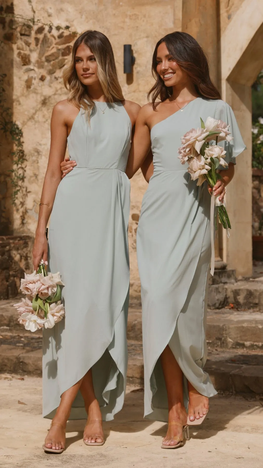 Emma One Sleeve Maxi Dress - Sage Billy J