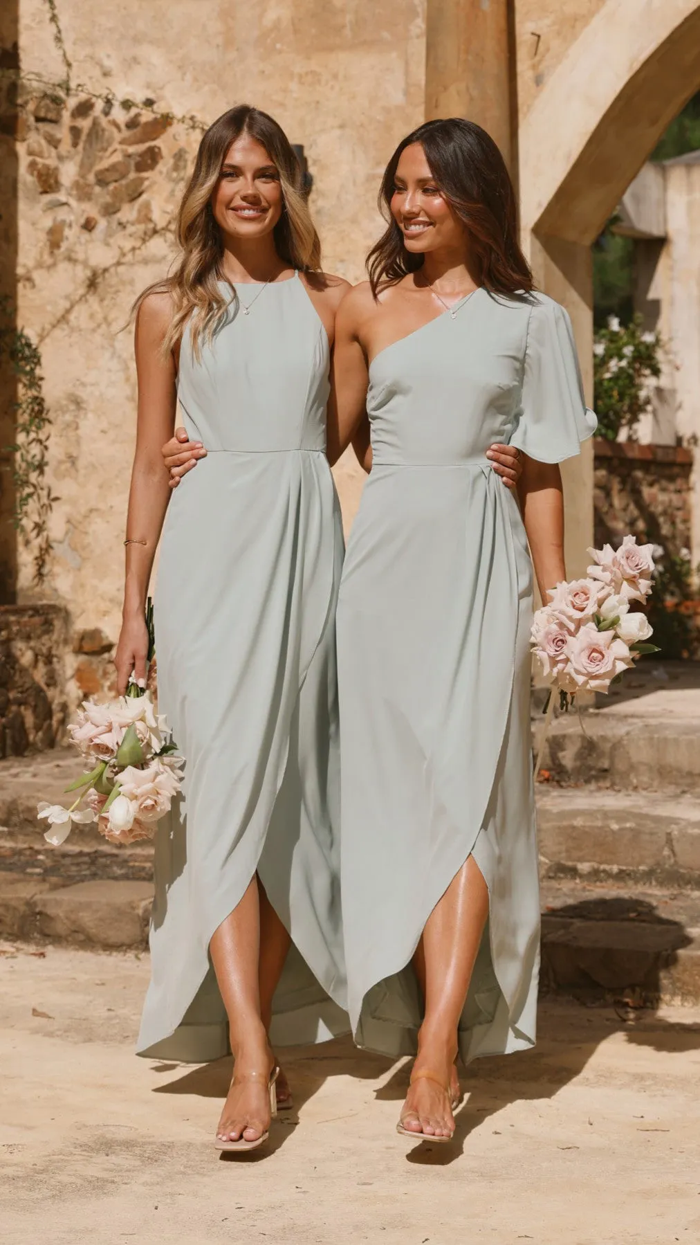 Emma One Sleeve Maxi Dress - Sage Billy J