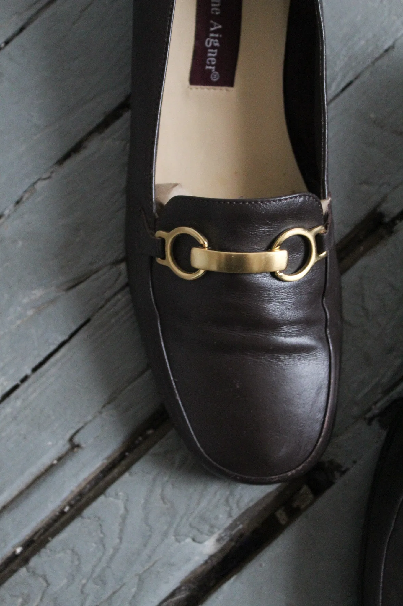equestrian leather slip-ons size 9 1919 Vintage
