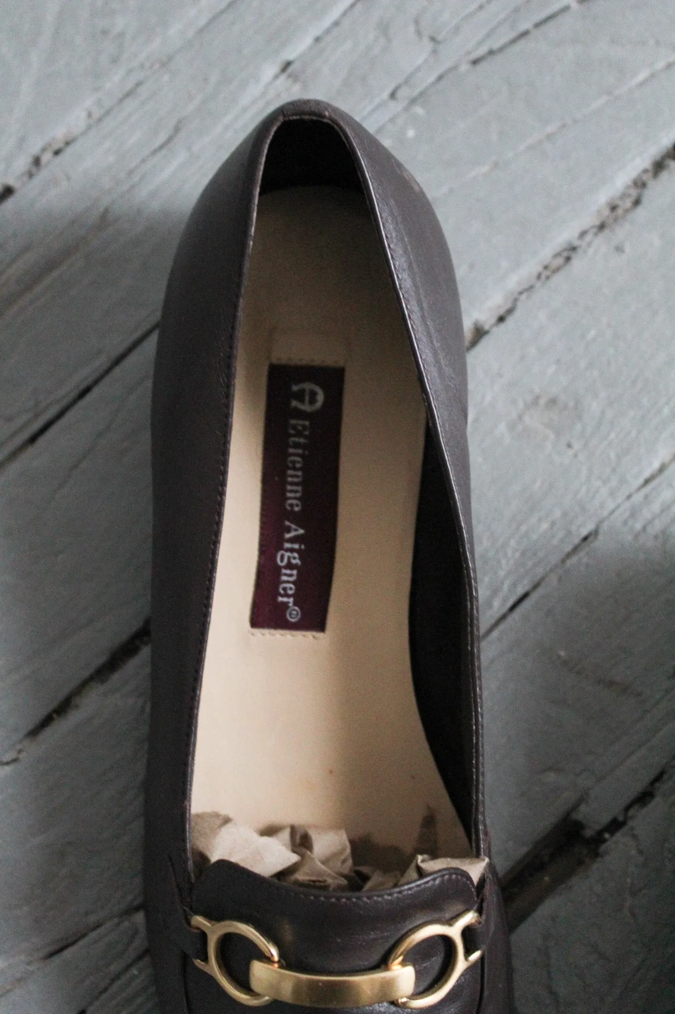 equestrian leather slip-ons size 9 1919 Vintage