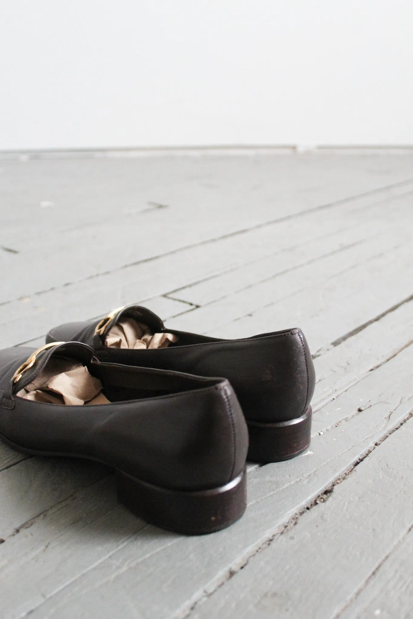 equestrian leather slip-ons size 9 1919 Vintage