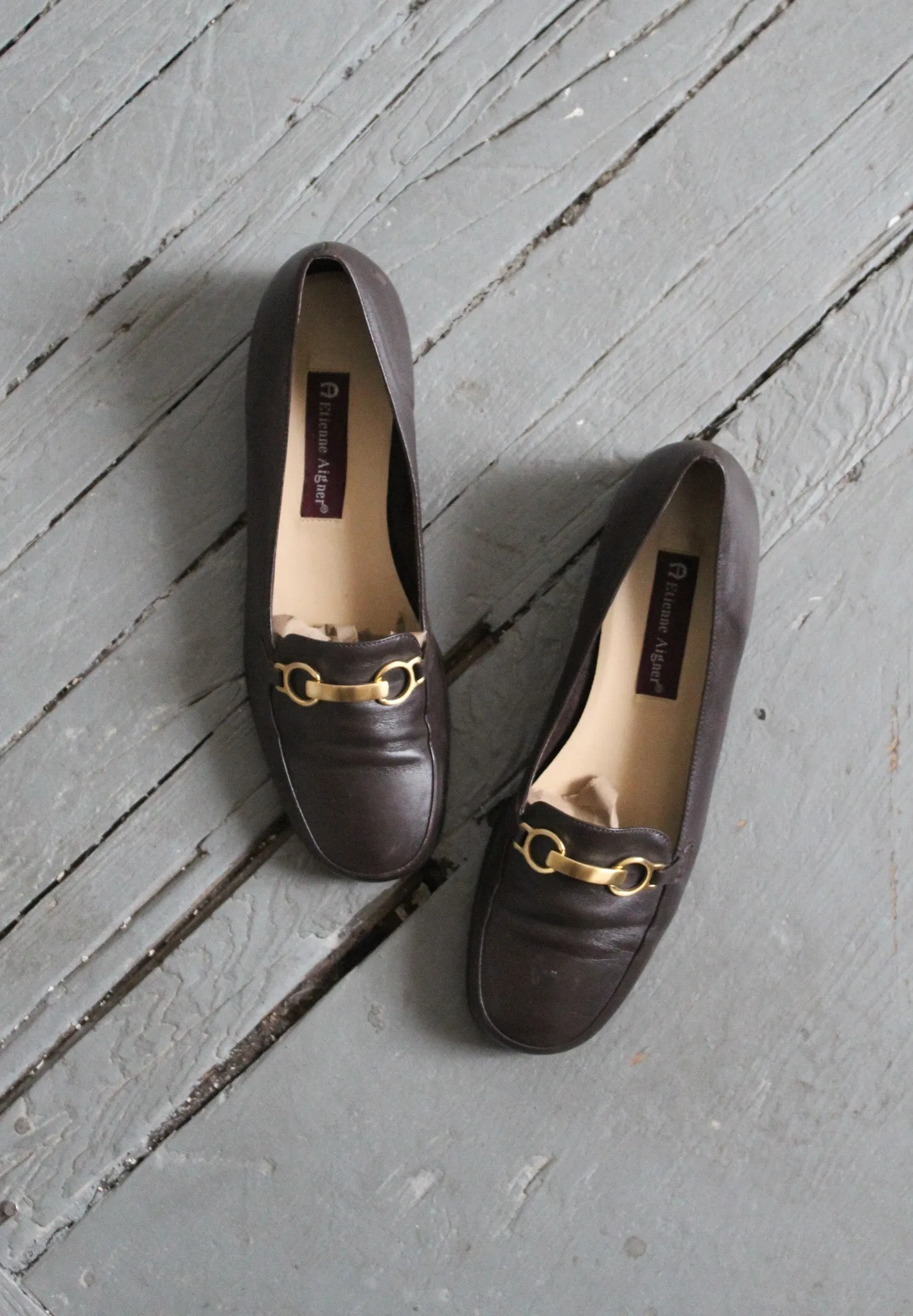 equestrian leather slip-ons size 9 1919 Vintage