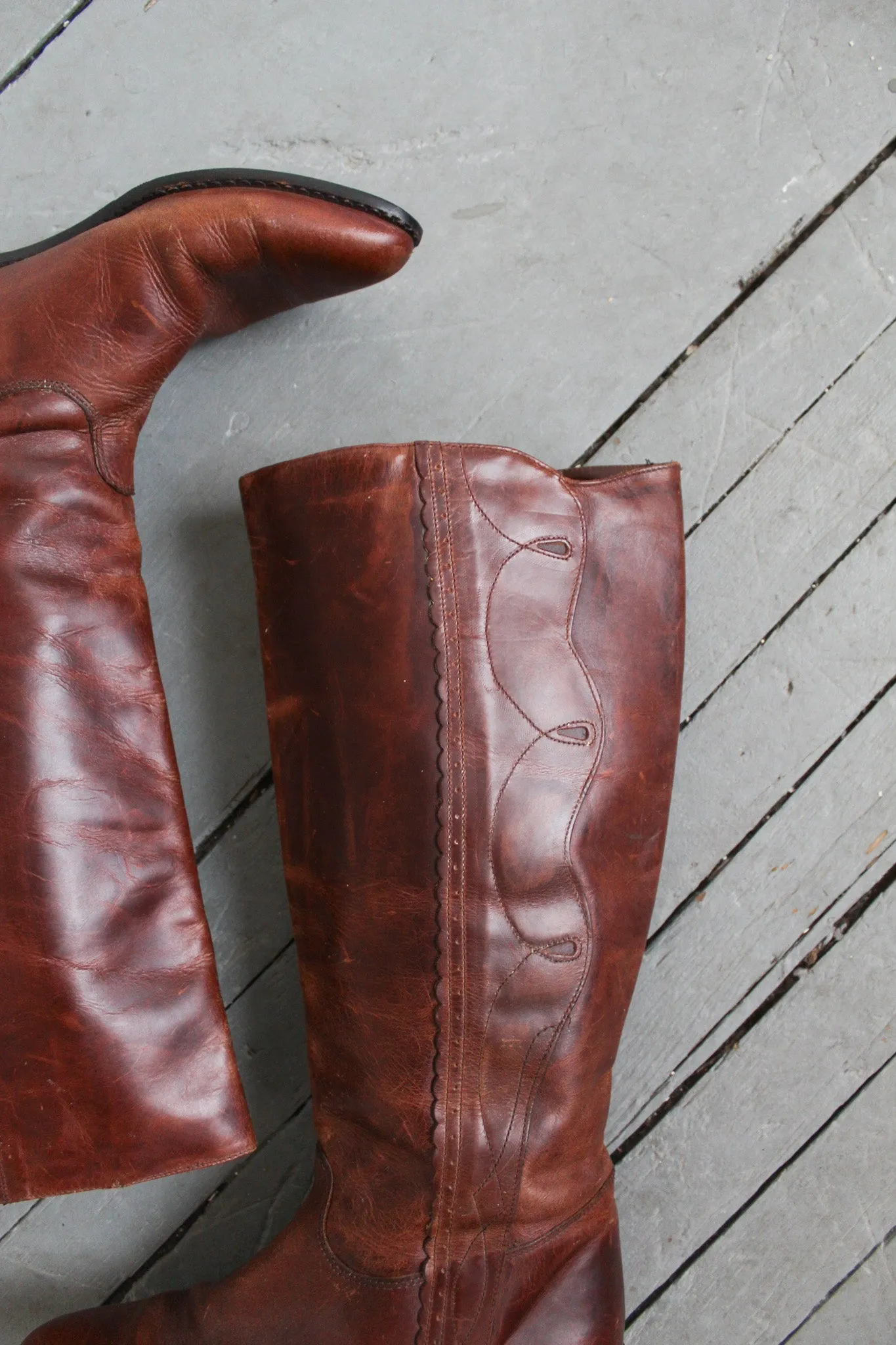 equestrian walnut leather boots size 7 1919 Vintage