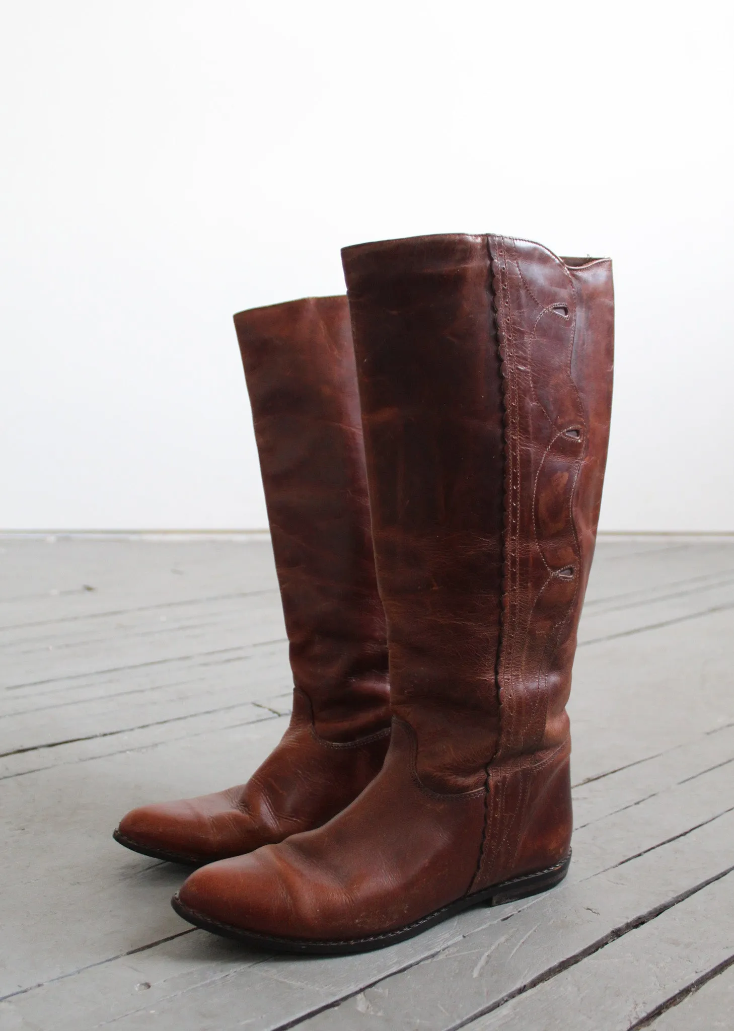 equestrian walnut leather boots size 7 1919 Vintage
