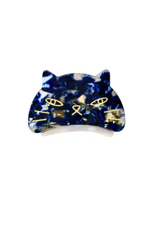 Etched Large Cat Jaw Clip Moon Navy Annasui