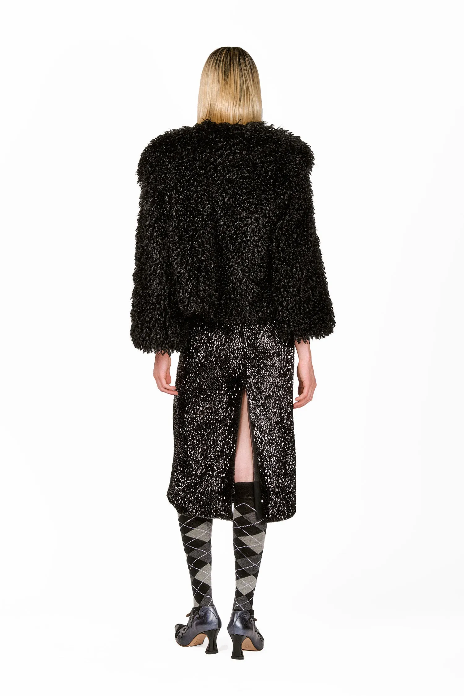Faux Curly Lamb Fur Jacket Annasui