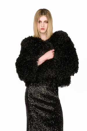 Faux Curly Lamb Fur Jacket Annasui