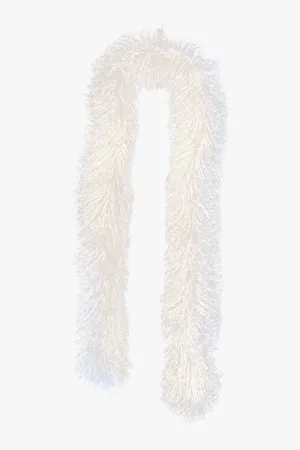 Faux Curly Lamb Fur Long Scarf-White Annasui
