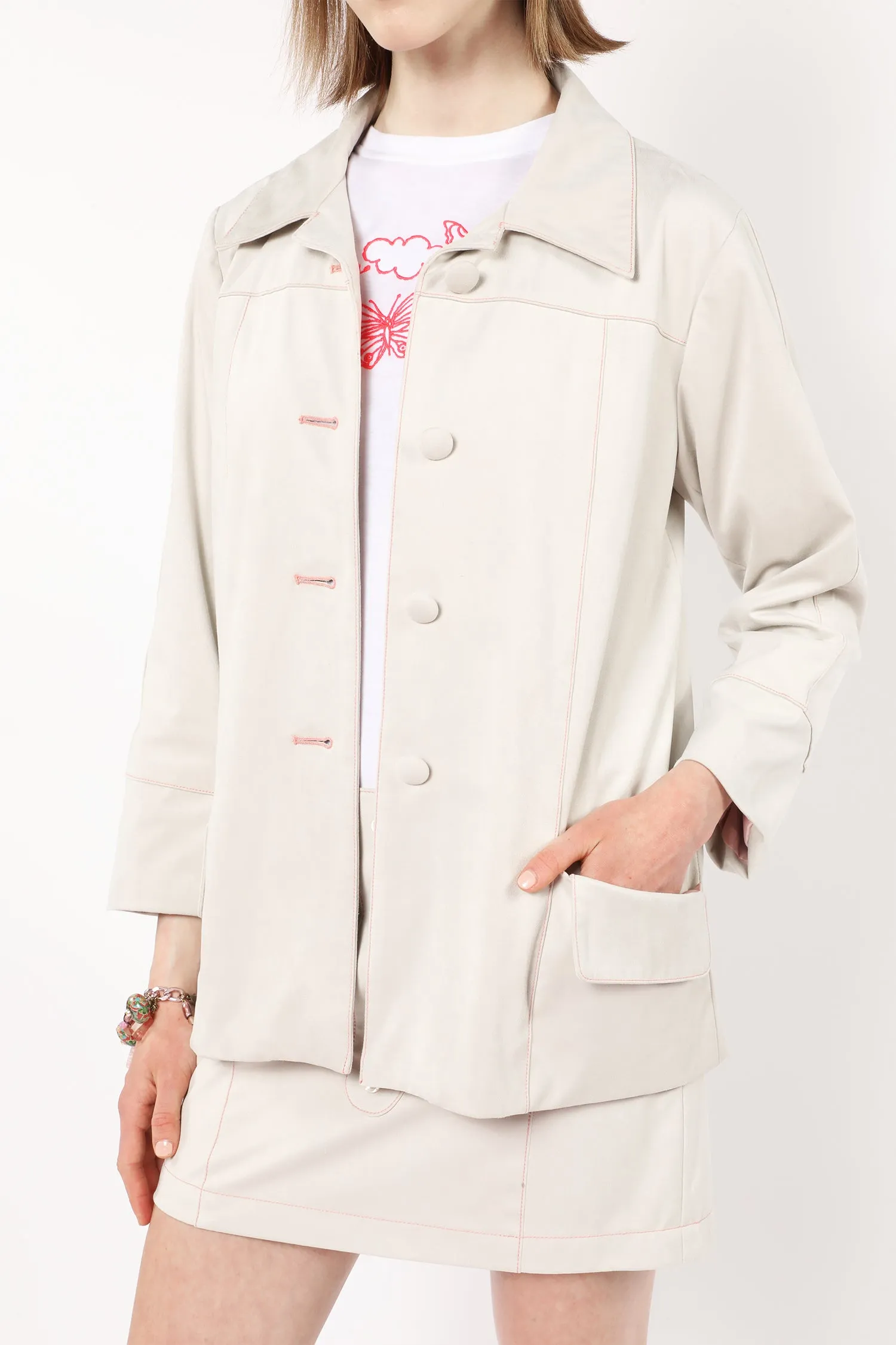 Faux Suede Coat Annasui