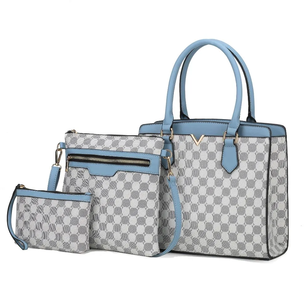 Finnley Vegan Leather Womens 3 Pc Satchel Bag, Crossbody & Wristlet -3-piece set