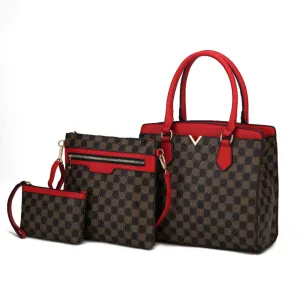 Finnley Vegan Leather Womens 3 Pc Satchel Bag, Crossbody & Wristlet -3-piece set