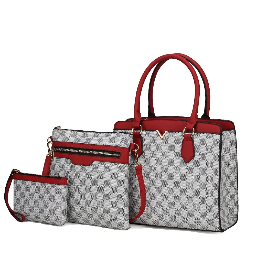 Finnley Vegan Leather Womens 3 Pc Satchel Bag, Crossbody & Wristlet -3-piece set
