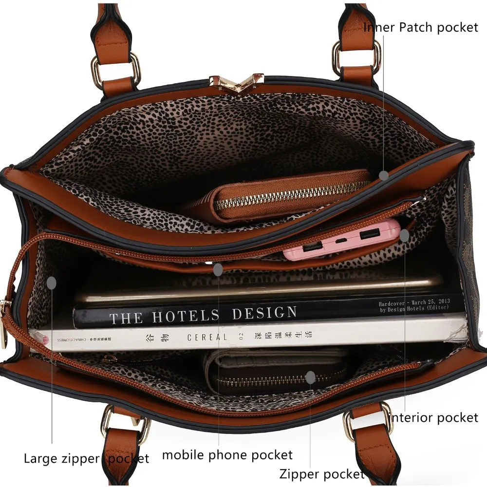 Finnley Vegan Leather Womens 3 Pc Satchel Bag, Crossbody & Wristlet -3-piece set