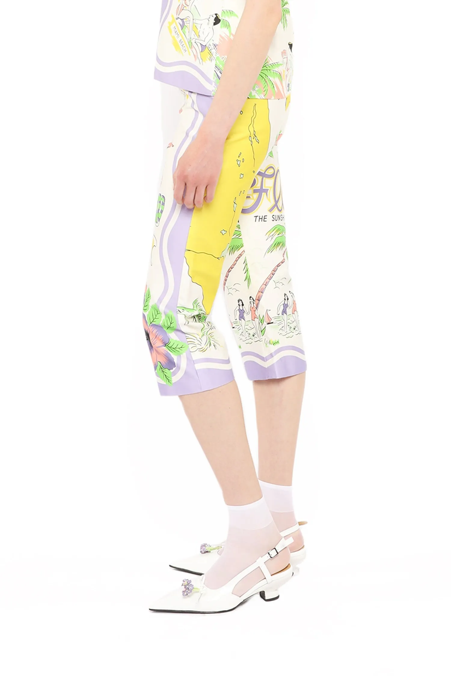 Florida Cotton Sateen Capri Pants Annasui