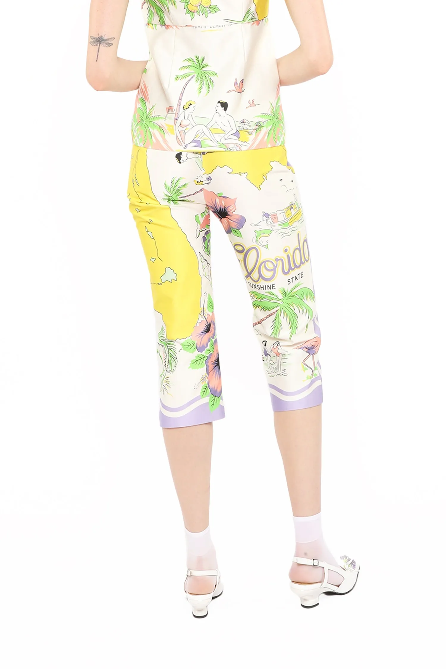 Florida Cotton Sateen Capri Pants Annasui