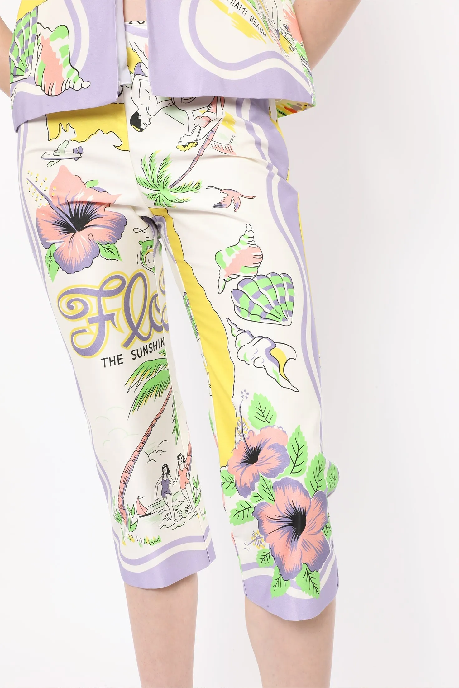 Florida Cotton Sateen Capri Pants Annasui