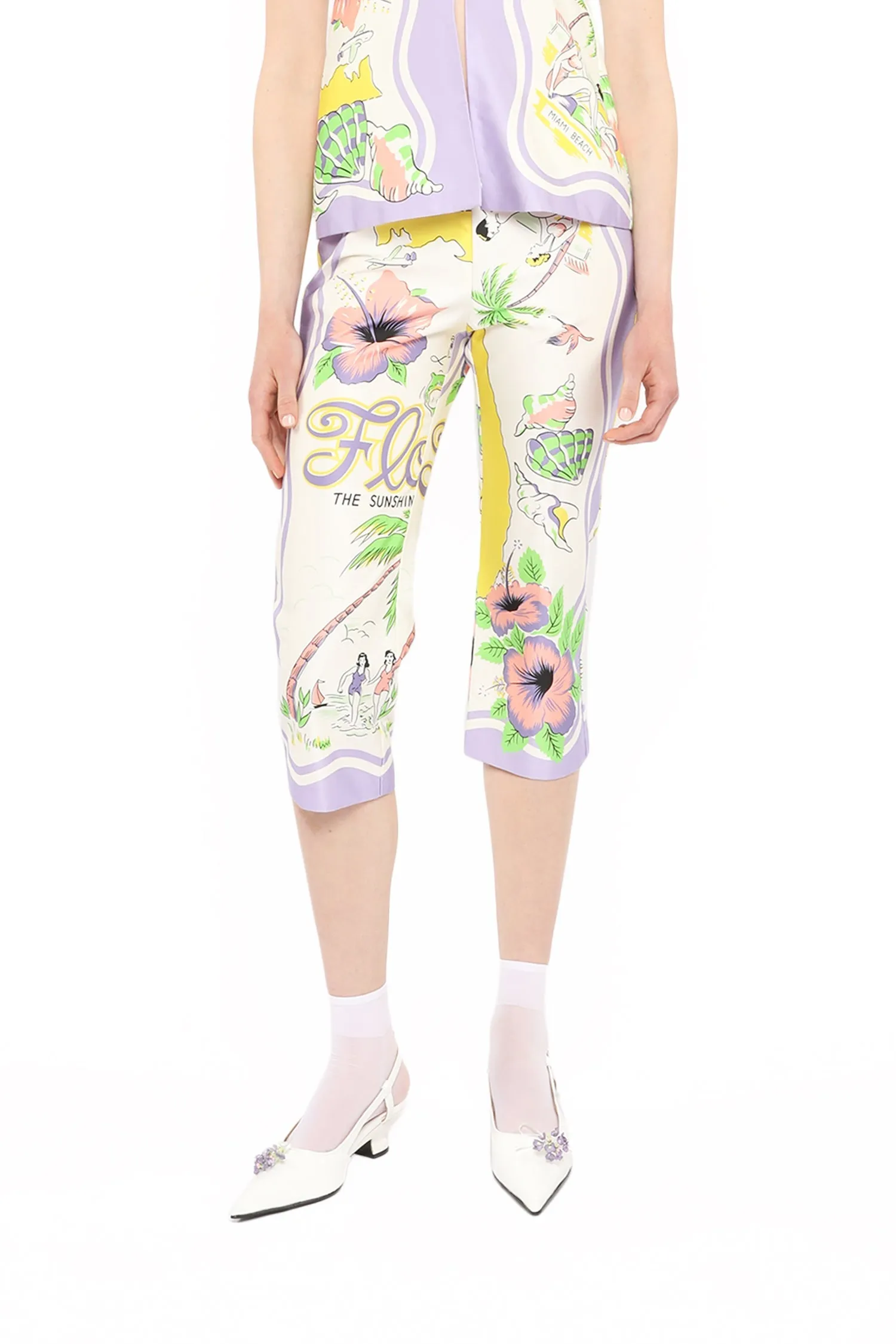 Florida Cotton Sateen Capri Pants Annasui