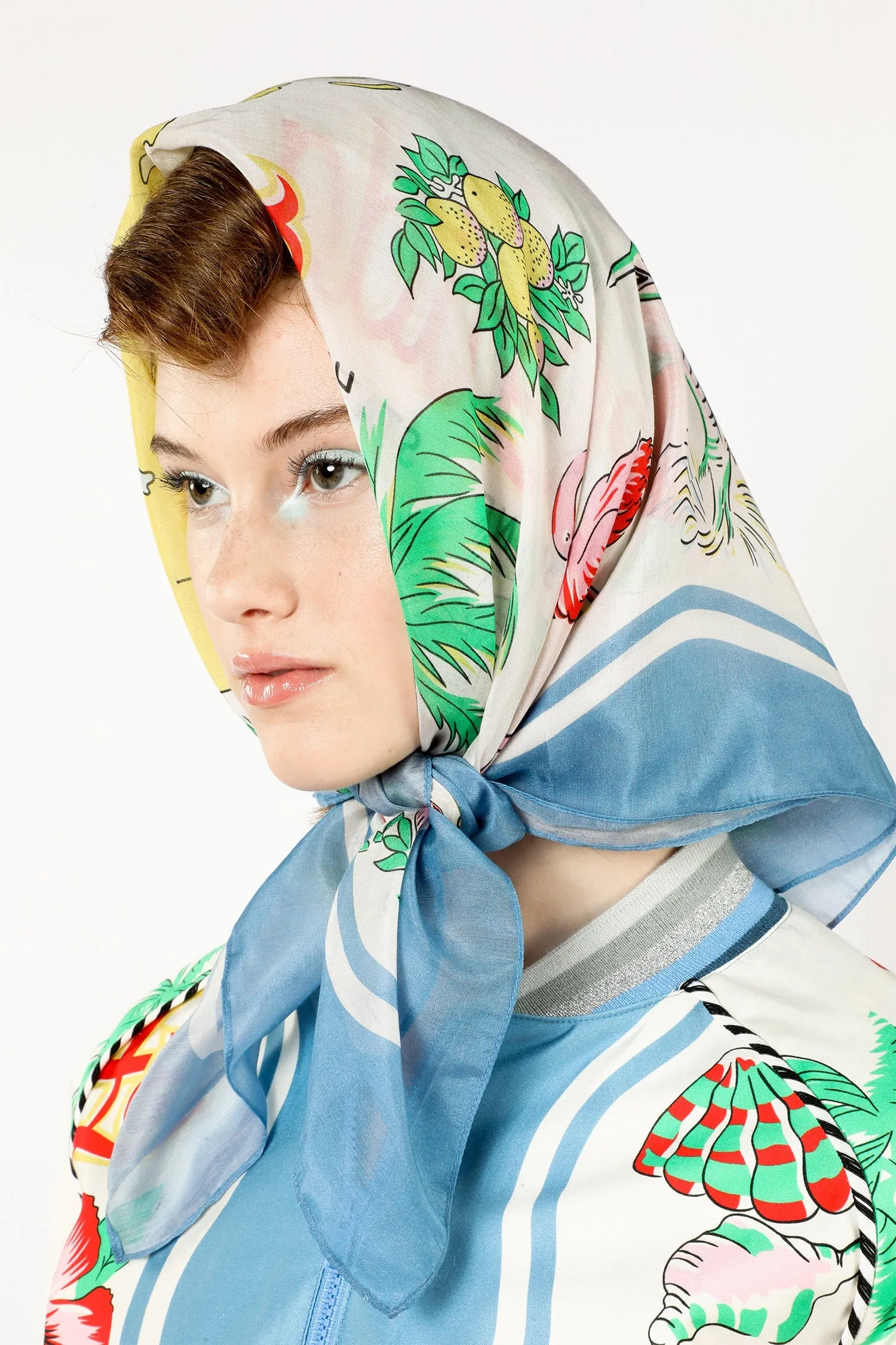 Florida Silk Voile Square Scarf- Blue Annasui