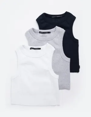 Frida Tank 3pk Wht/Blk/Grm