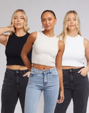 Frida Tank 3pk Wht/Blk/Oat