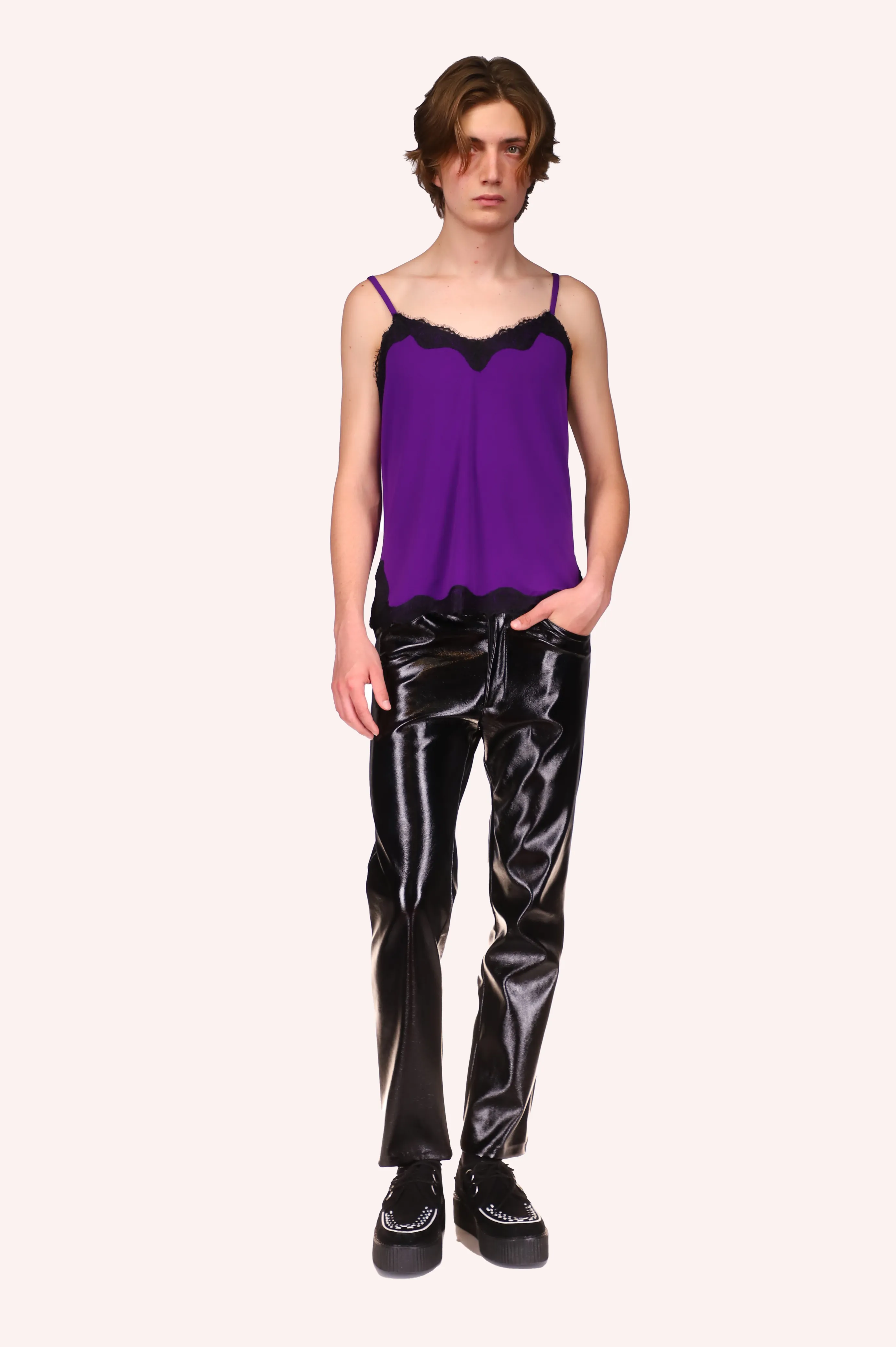 Genderless Black Patent Pants Annasui