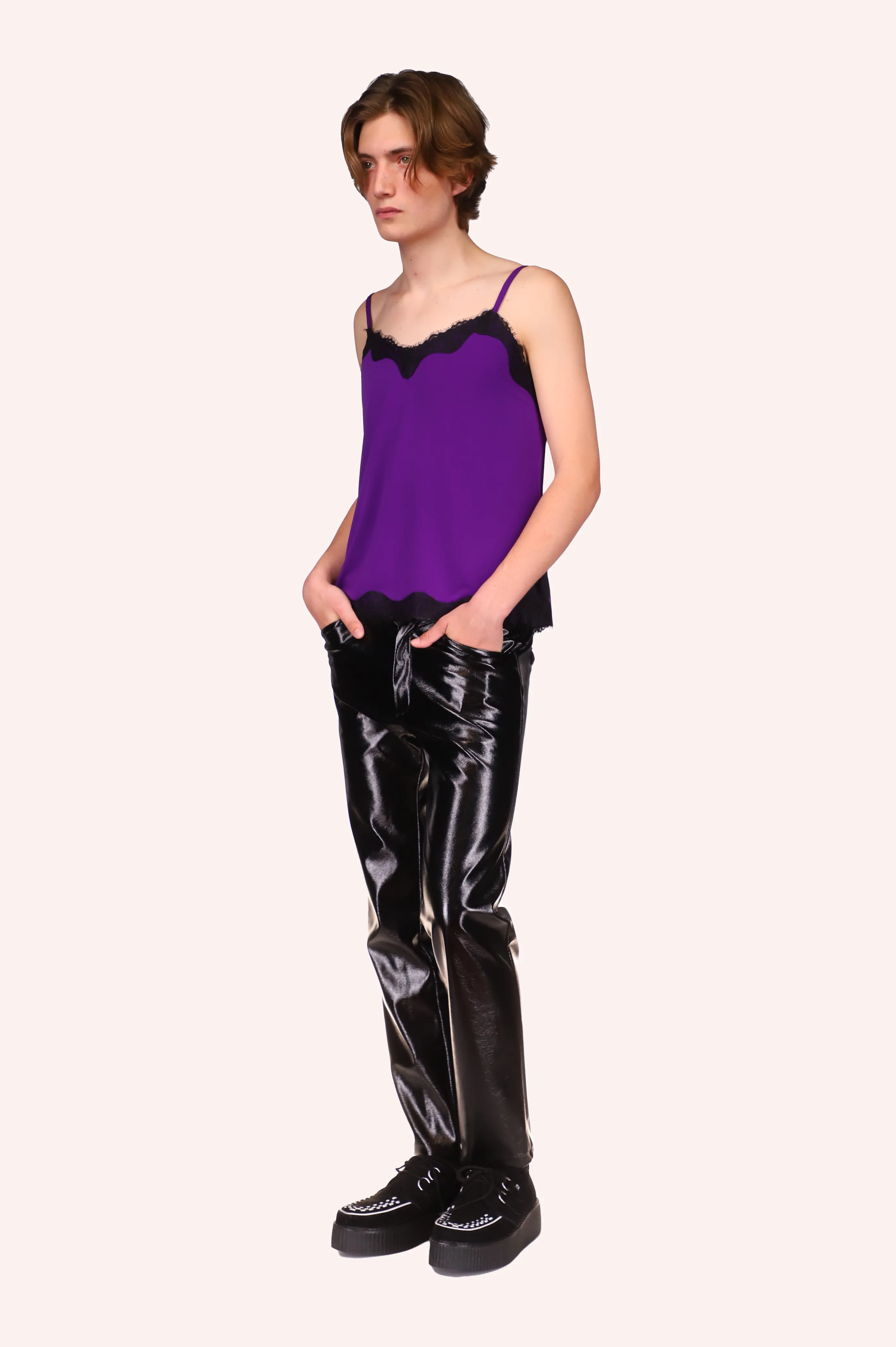 Genderless Black Patent Pants Annasui