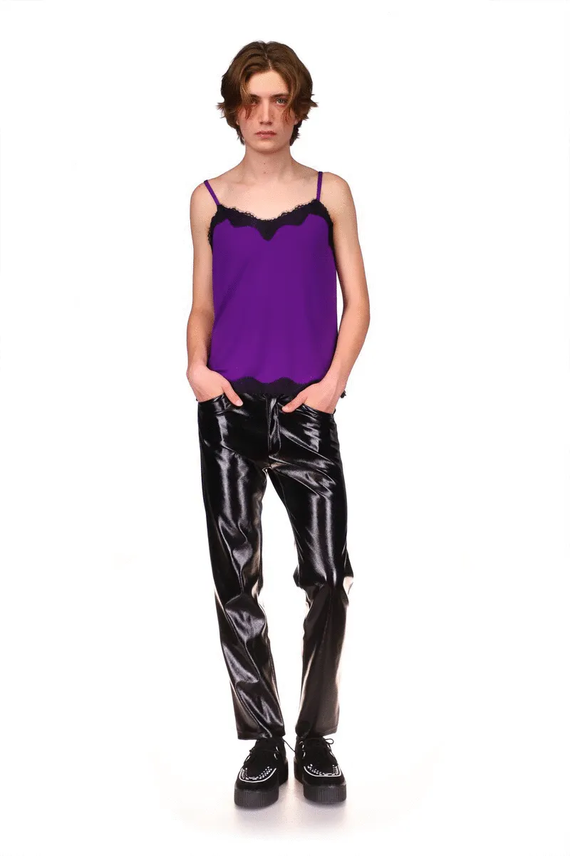 Genderless Black Patent Pants Annasui