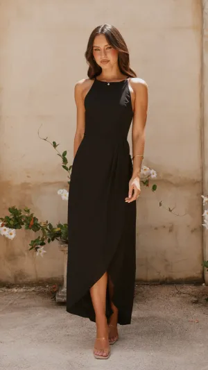 Genevieve Boat Neck Maxi Dress - Black Billy J